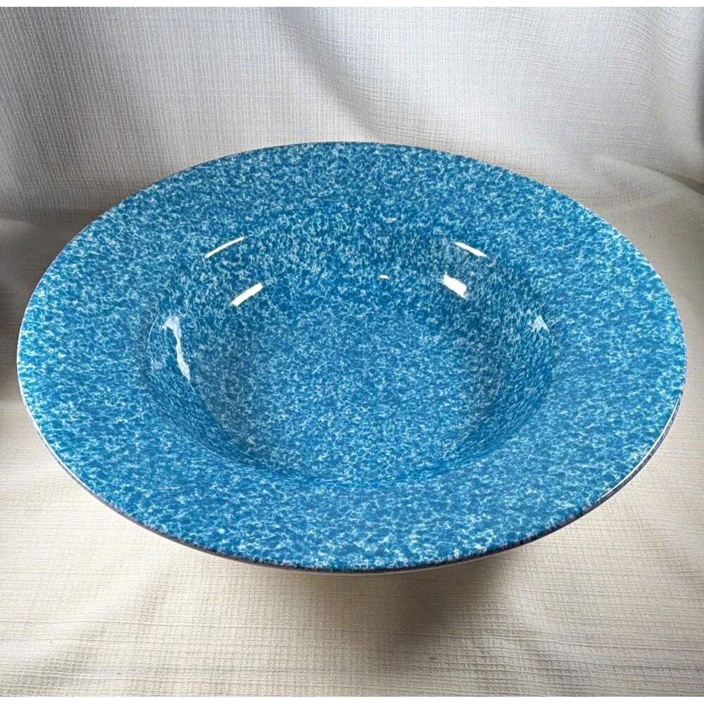 Vintage Over and Back Sojourn Teal Blue Spongeware 13.75